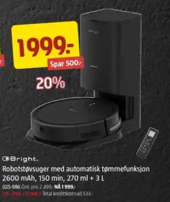 Jula Robotstøvsuger med automatisk tømmefunksjon tilbud