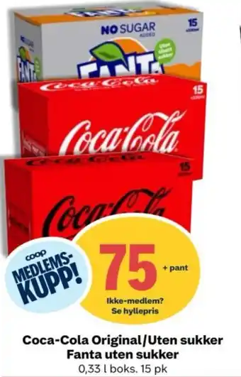 Coop Extra Coca-Cola Original/Uten sukker Fanta uten sukker tilbud