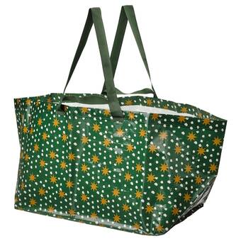 IKEA Vinterfint bag, stor, stjernemønster grønn, 55x37x35 cm/71 l tilbud