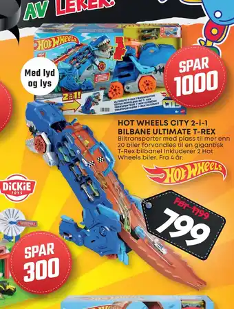 Extra Leker Hot wheels city 2-i-1 bilbane ultimate t-rex tilbud