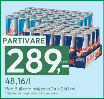 Gigaboks Red bull original/zero 24 x 250 ml tilbud