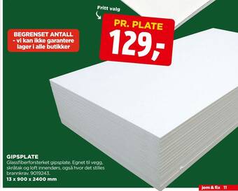 jem & fix Gipsplate tilbud