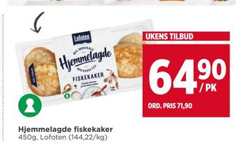 Meny Hjemmelagde fiskekaker tilbud