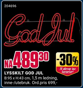 Europris Lysskilt god jul tilbud