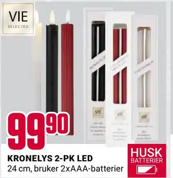 Europris Kronelys 2-pk led tilbud