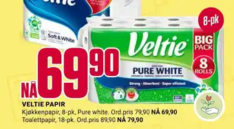 Europris Veltie papir tilbud