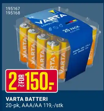 Europris Varta batteri tilbud