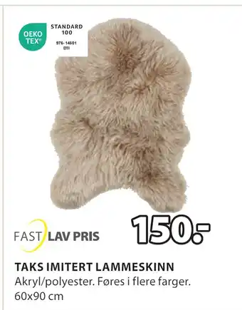 JYSK Taks imitert lammeskinn tilbud