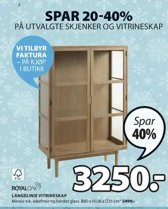 JYSK Langelinie vitrineskap tilbud