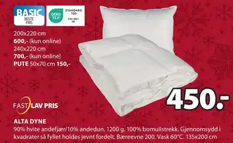 JYSK Alta dyne tilbud