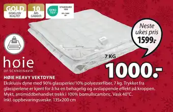 JYSK Høie heavy vektdyne tilbud