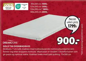 JYSK Gold t50 overmadrass tilbud