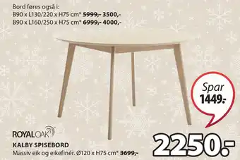 JYSK Kalby spisebord tilbud