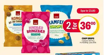 Coop Extra Bringebær drops godterier tilbud