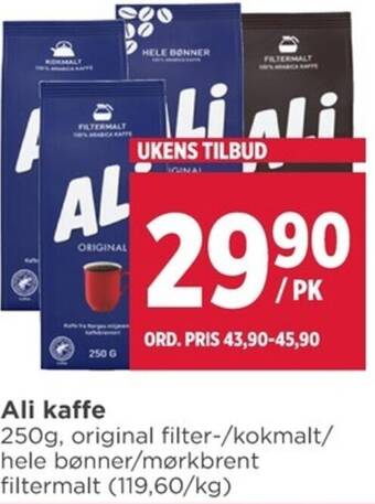 Meny Ali kaffe tilbud