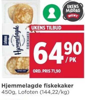 Meny Hjemmelagde fiskekaker tilbud