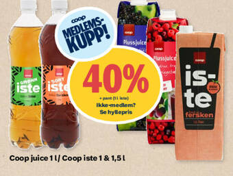 Matkroken Coop juice 1 l/ Coop iste 1 & 1,5 L tilbud