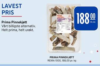 Rema 1000 PRIMA PINNEKJØTT tilbud
