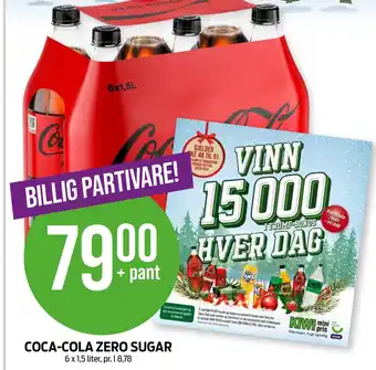 Kiwi COCA-COLA ZERO SUGAR 6 x 1,5 liter tilbud