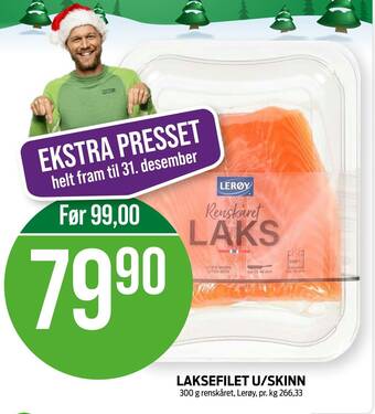 Kiwi LAKSEFILET U/SKINN 300 g renskåret, Lerøy tilbud