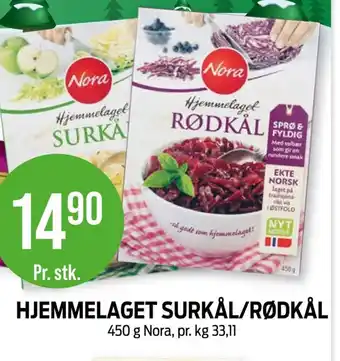 Kiwi HJEMMELAGET SURKÅL/RØDKÅL 450 g Nora tilbud