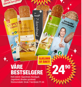Coop Extra Superbrød, Havregull, Jegerbrød, Amalies grovbrød tilbud