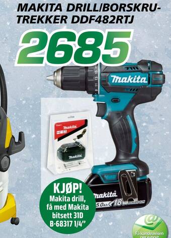 Coop Byggmix Makita drill/borskru­trekker ddf482rtj tilbud
