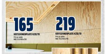 Obs Bygg Kryssfinerplate k20/70 tilbud