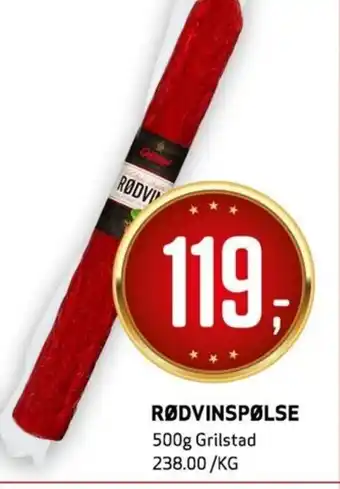 Bunnpris RØDVINSPØLSE 500g Grilstad tilbud