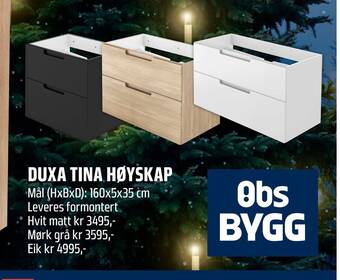 Obs Bygg Duxa tina høyskap tilbud