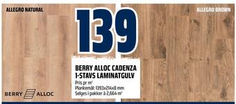 Obs Bygg Berry alloc cadenza 1-stavs laminatgulv tilbud