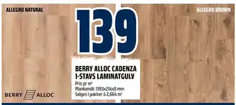 Obs Bygg Berry alloc cadenza 1-stavs laminatgulv tilbud