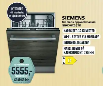 Skousen Siemens oppvaskmaskin sn63hx33te tilbud