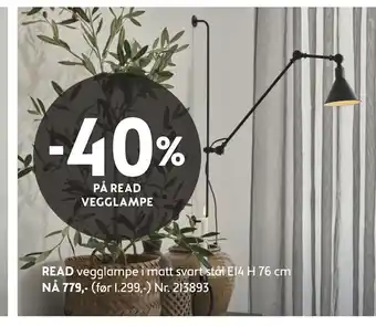 Bohus Read vegglampe tilbud