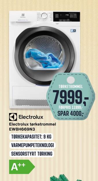Skousen Electrolux tørketrommel ew8h669n3 tilbud