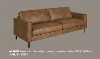 Bohus Weston 3 seter sofa tilbud