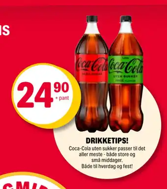 Coop Extra Coca-cola uten sukker tilbud