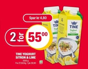 Coop Extra Tine yoghurt sitron & lime tilbud