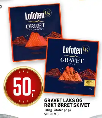 Bunnpris Gravet laks og røkt ørret skivet tilbud