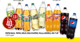 Bunnpris Pepsi max, pepsi, solo, solo super, villa, mozell og 7 up tilbud