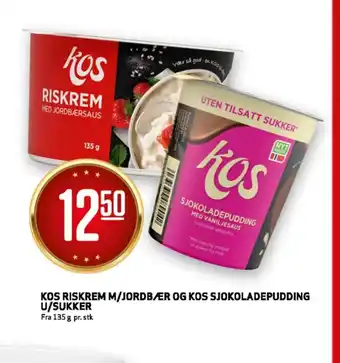 Bunnpris Kos riskrem m/jordbær og kos sjokoladepudding u/sukker tilbud