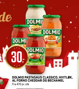 Bunnpris Dolmio pastasaus classico, hvitløk, al forno cheddar og bechamel tilbud