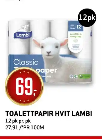 Bunnpris Toalettpapir hvit lambi tilbud