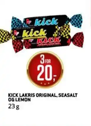 Bunnpris KICK LAKRIS ORIGINAL, SEASALT OG LEMON tilbud