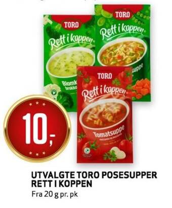 Bunnpris UTVALGTE TORO POSESUPPER RETT I KOPPEN tilbud