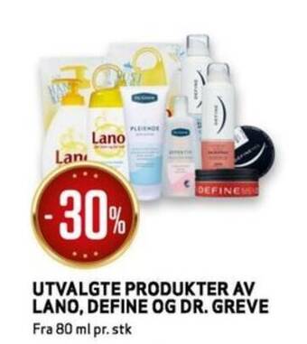 Bunnpris UTVALGTE PRODUKTER AV LANO, DEFINE OG DR. GREVE tilbud