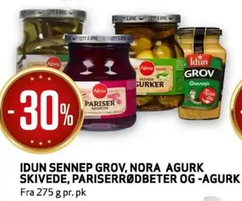 Bunnpris IDUN SENNEP GROV, NORA AGURK SKIVEDE, PARISERRØDBETER OG -AGURK tilbud