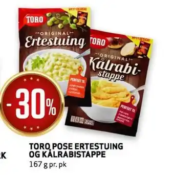 Bunnpris TORO, POSE ERTESTUING OG KÅLRABISTAPPE tilbud