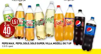 Bunnpris PEPSI MAX, PEPSI, SOLO, SOLO SUPER, VILLA, MOZELL OG 7 UP tilbud