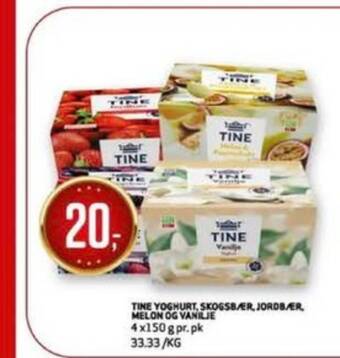 Bunnpris Tine yoghurt tilbud